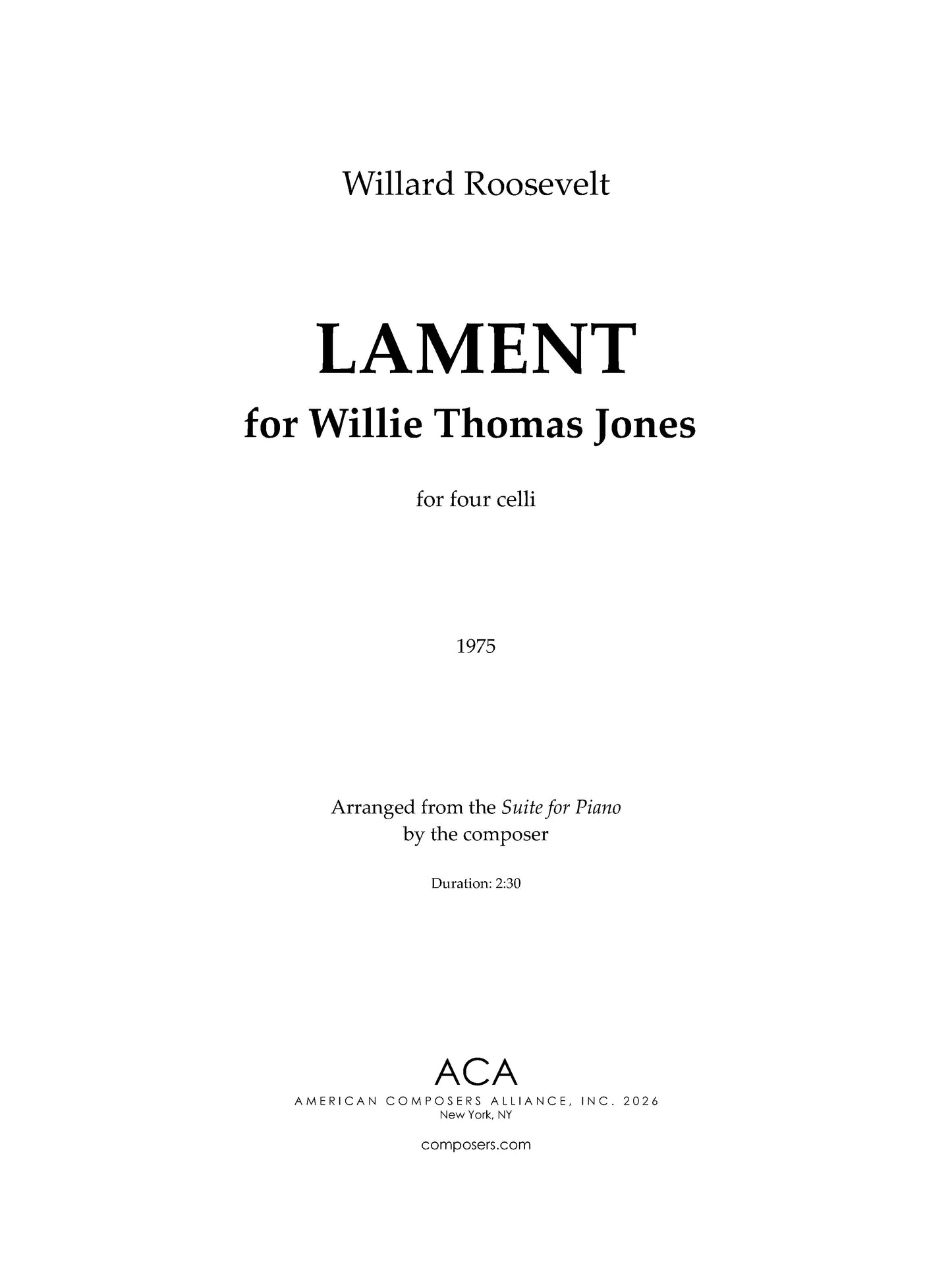 Lament for Willie Thomas Jones