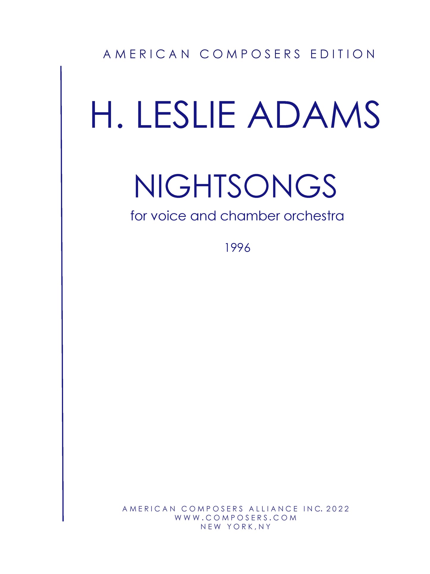 NIGHTSONGS (with Chamber Orchestra): Individual Songs