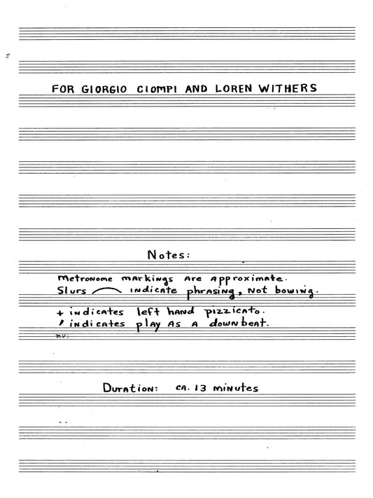 DUO FOR VIOLIN AND PIANO