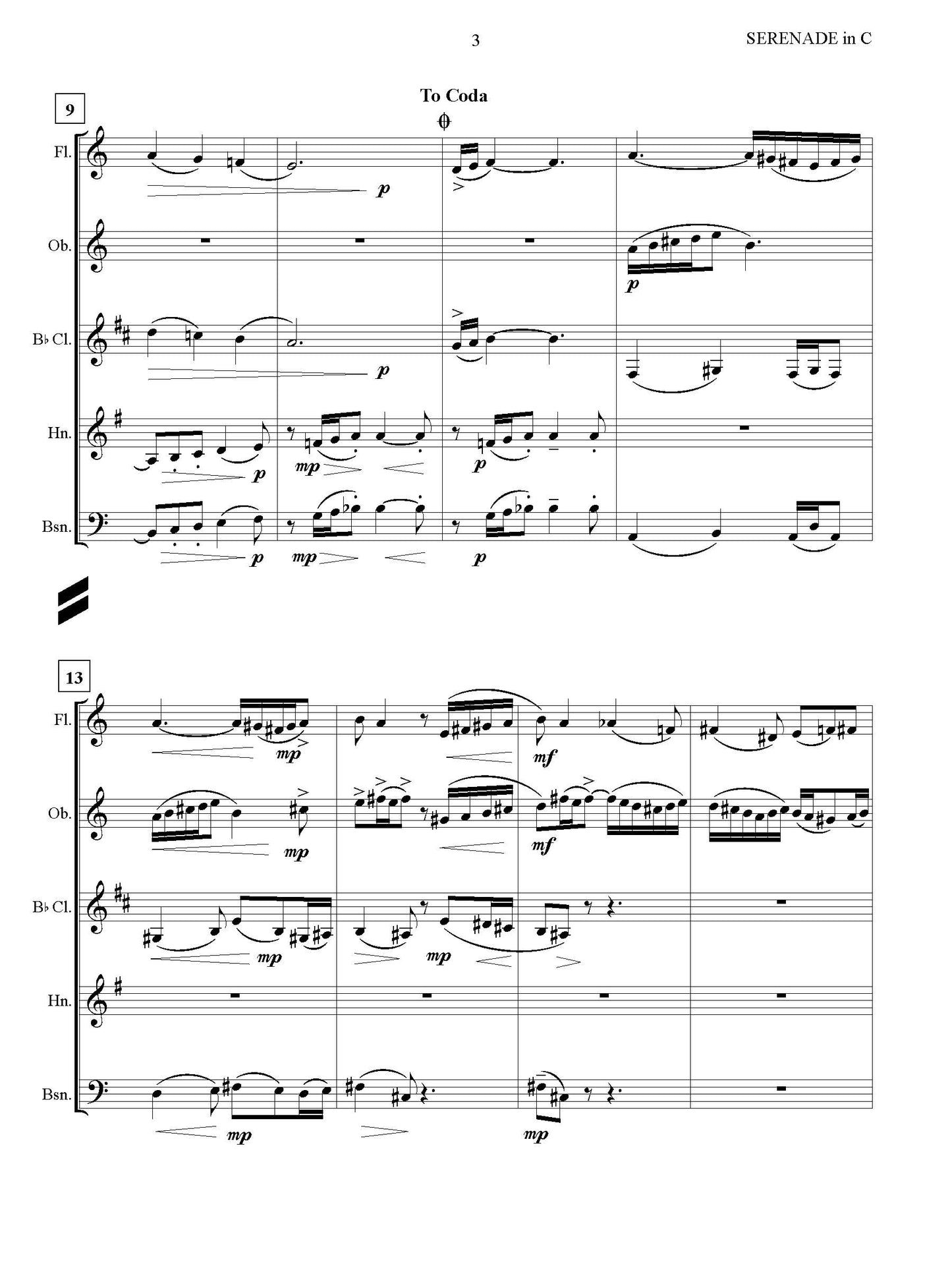 Serenade in C (Arranged for Wind Quintet)