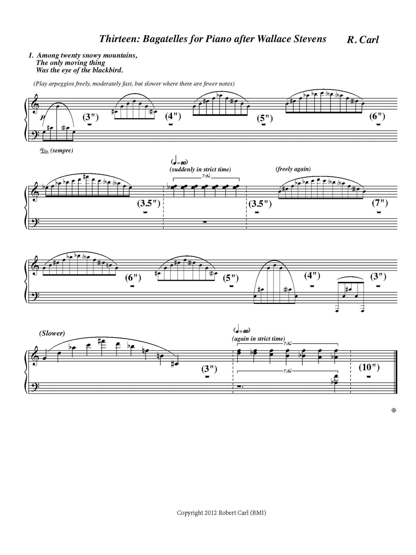 Thirteen Bagatelles For Piano (After Wallace Stevens)