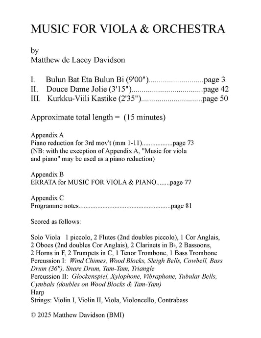 Music For Viola & Orchestra