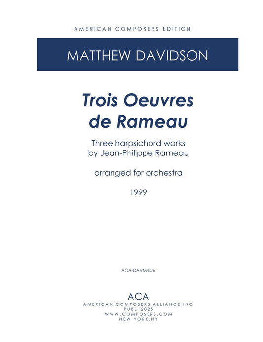 Trois Oeuvres De Rameau For Orchestra