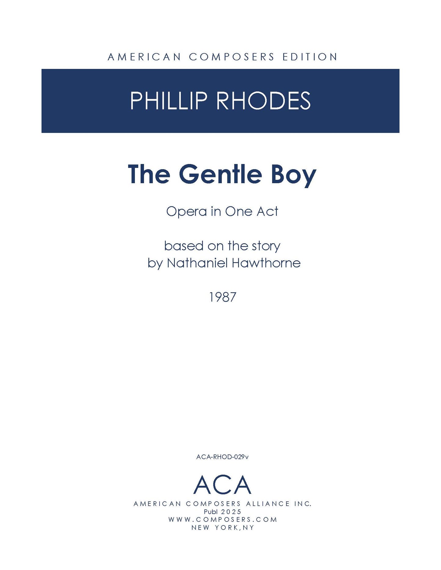 GENTLE BOY - One Act Opera
