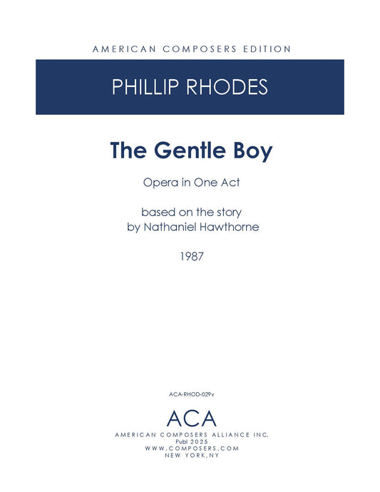GENTLE BOY - One Act Opera