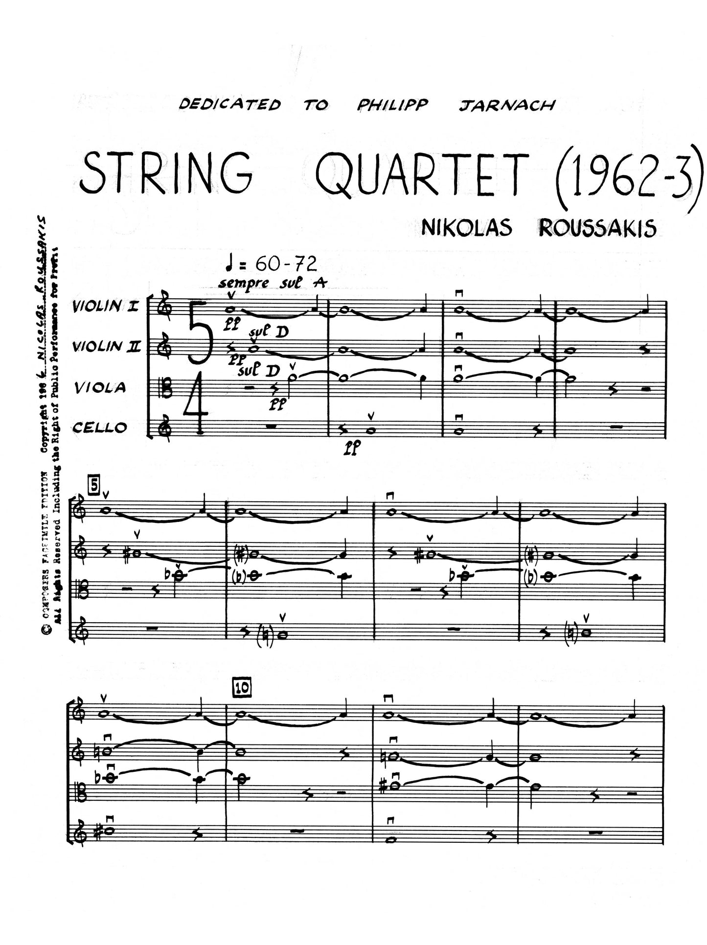 STRING QUARTET 1962-3