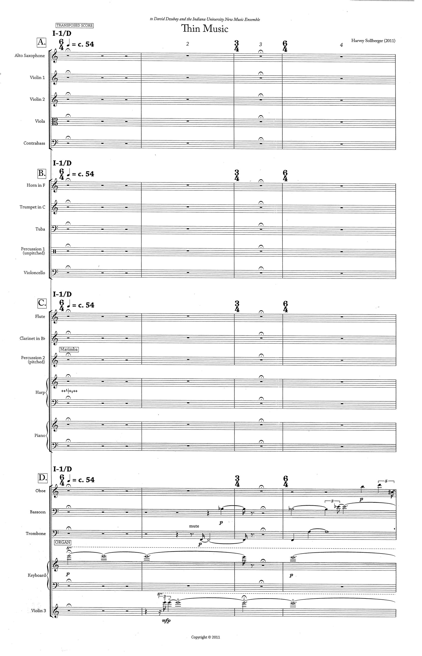 THIN MUSIC / THICK MUSIC Two Pieces for Twenty Players - i. THIN MUSIC