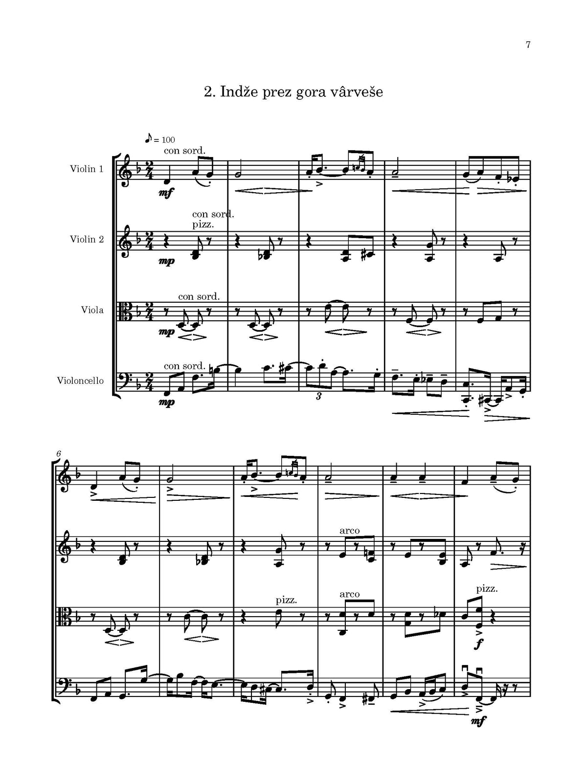 Six Bulgarian Melodies for String Quartet