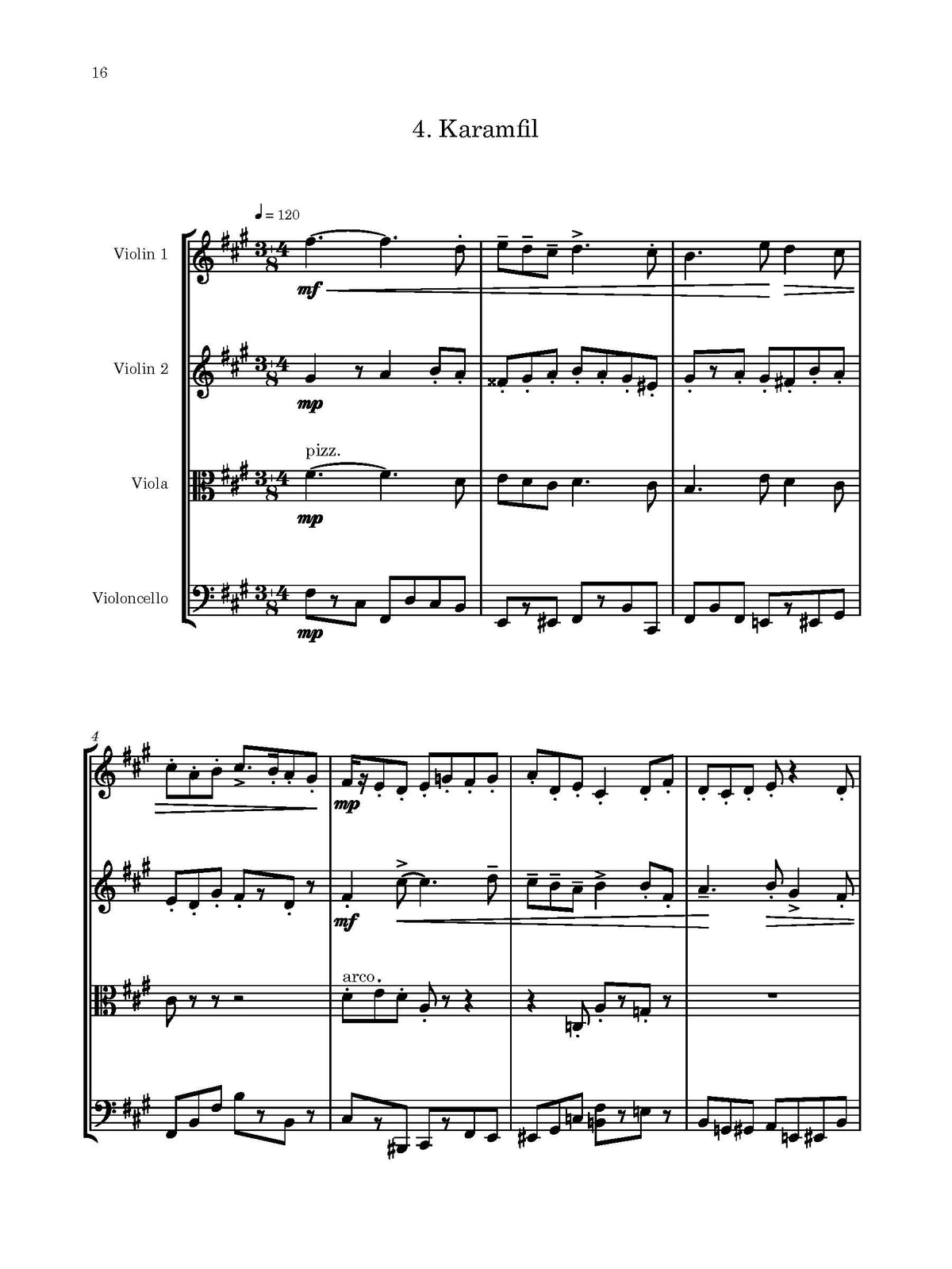 Six Bulgarian Melodies for String Quartet