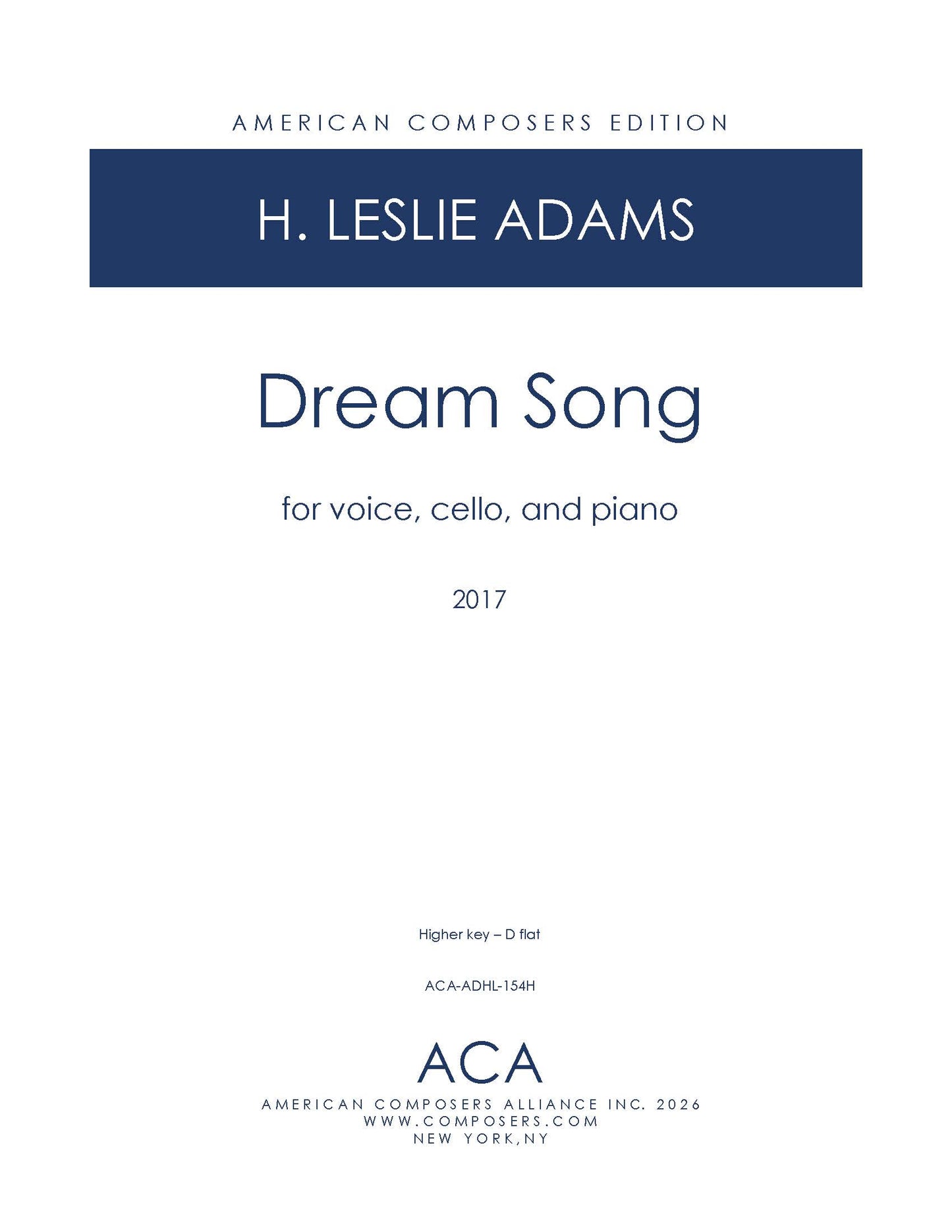 Dream Song for Voice, Cello, and Piano (4 voice ranges)