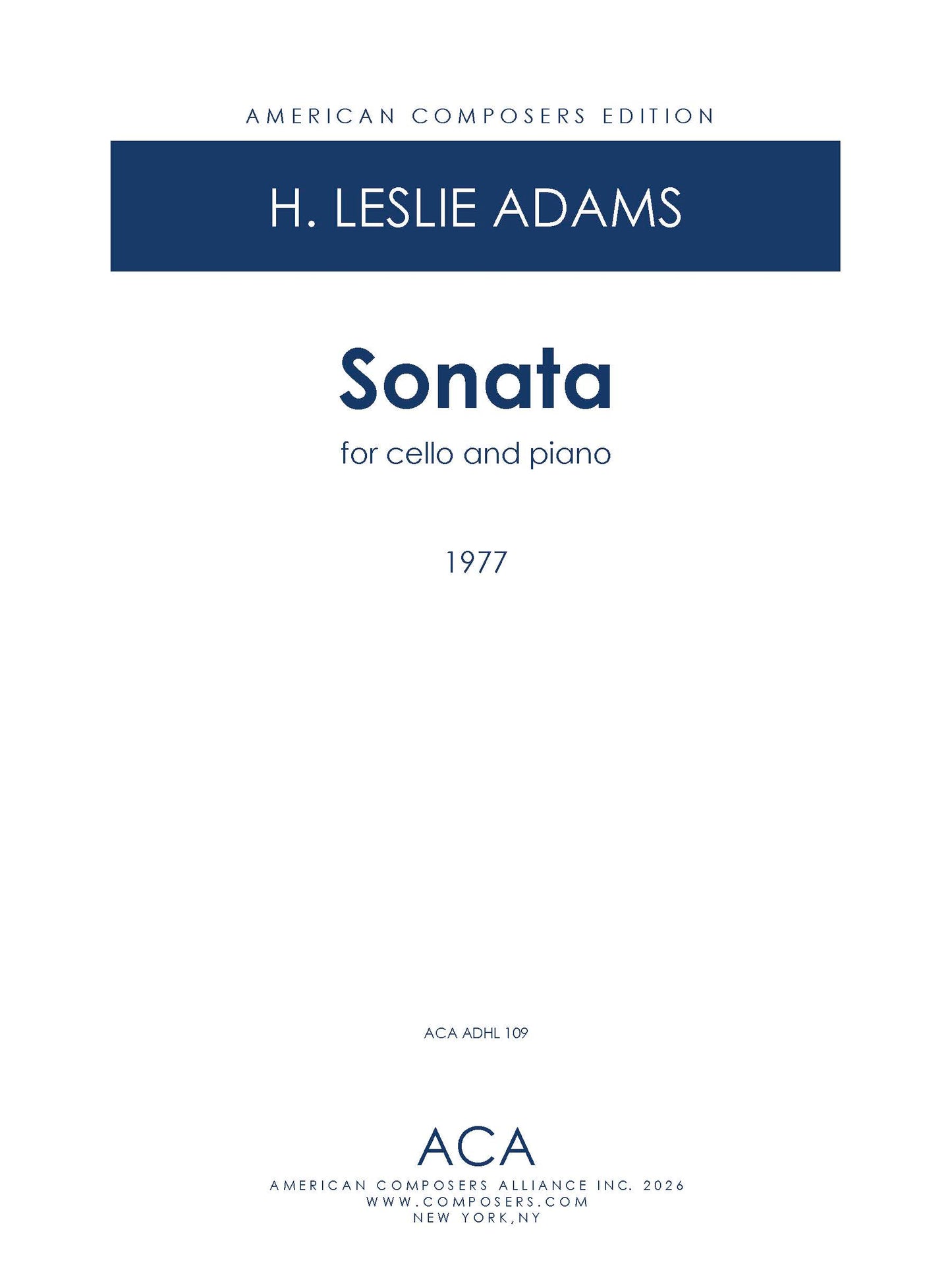 SONATA for Cello and Piano