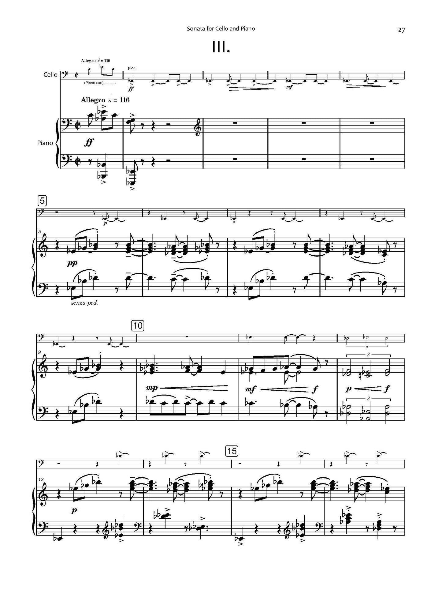 SONATA for Cello and Piano