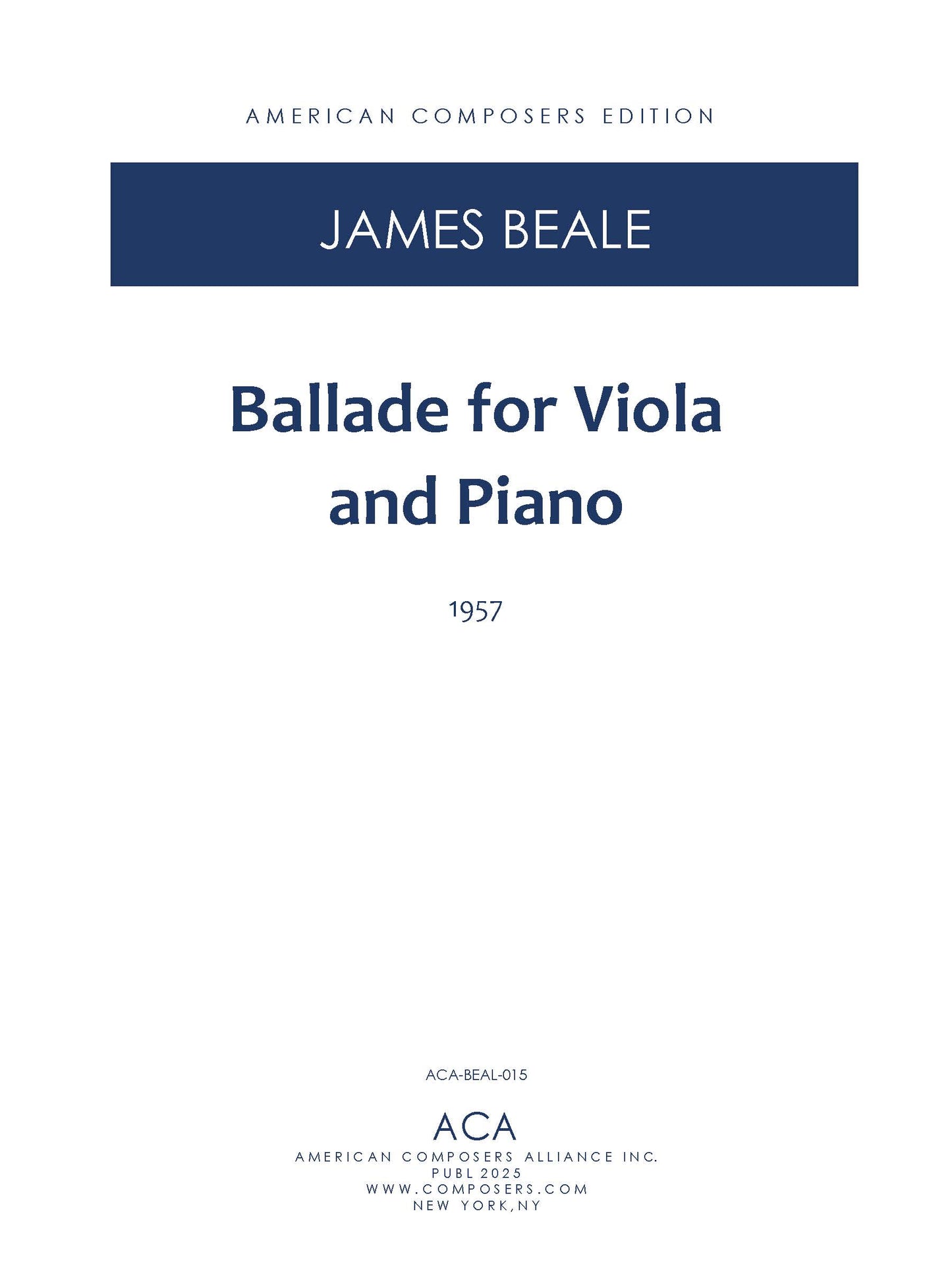BALLADE FOR VIOLA and PIANO
