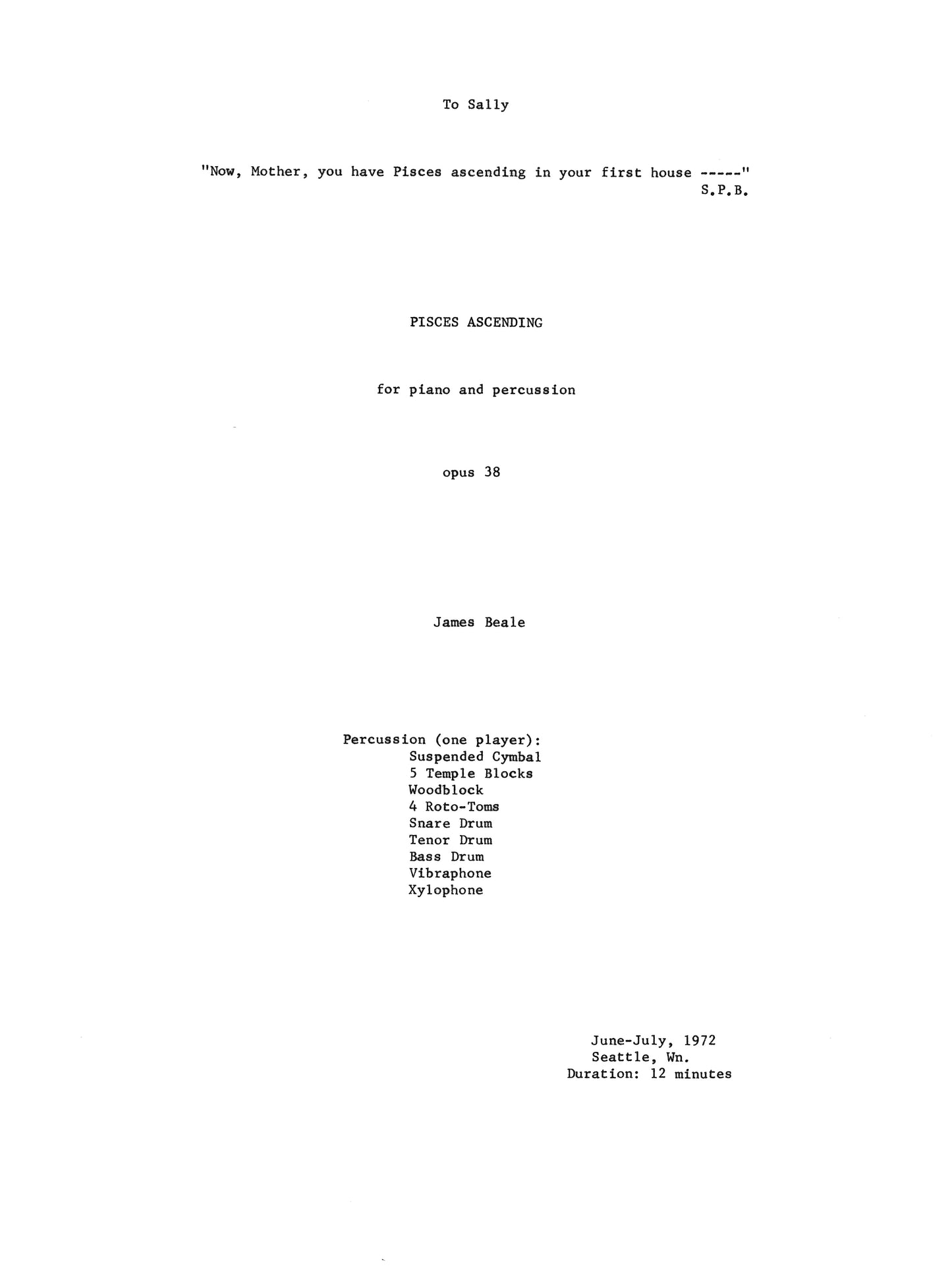 PISCES ASCENDING, Op, 38