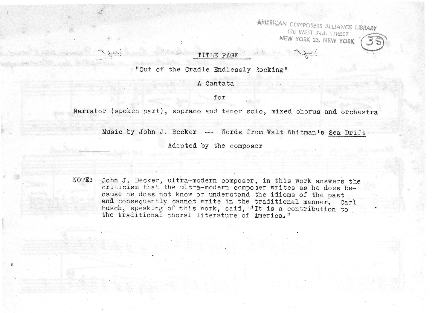 OUT OF THE CRADLE ENDLESSLY ROCKING