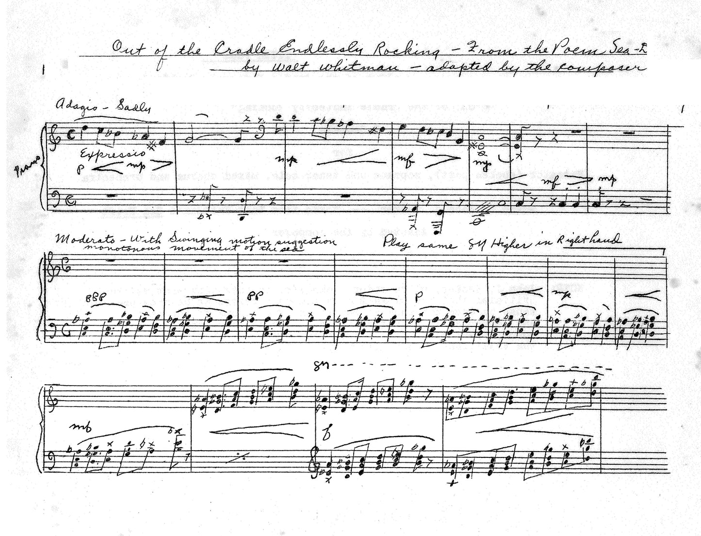 OUT OF THE CRADLE ENDLESSLY ROCKING