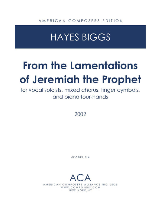 From the Lamentations of Jeremiah the Prophet