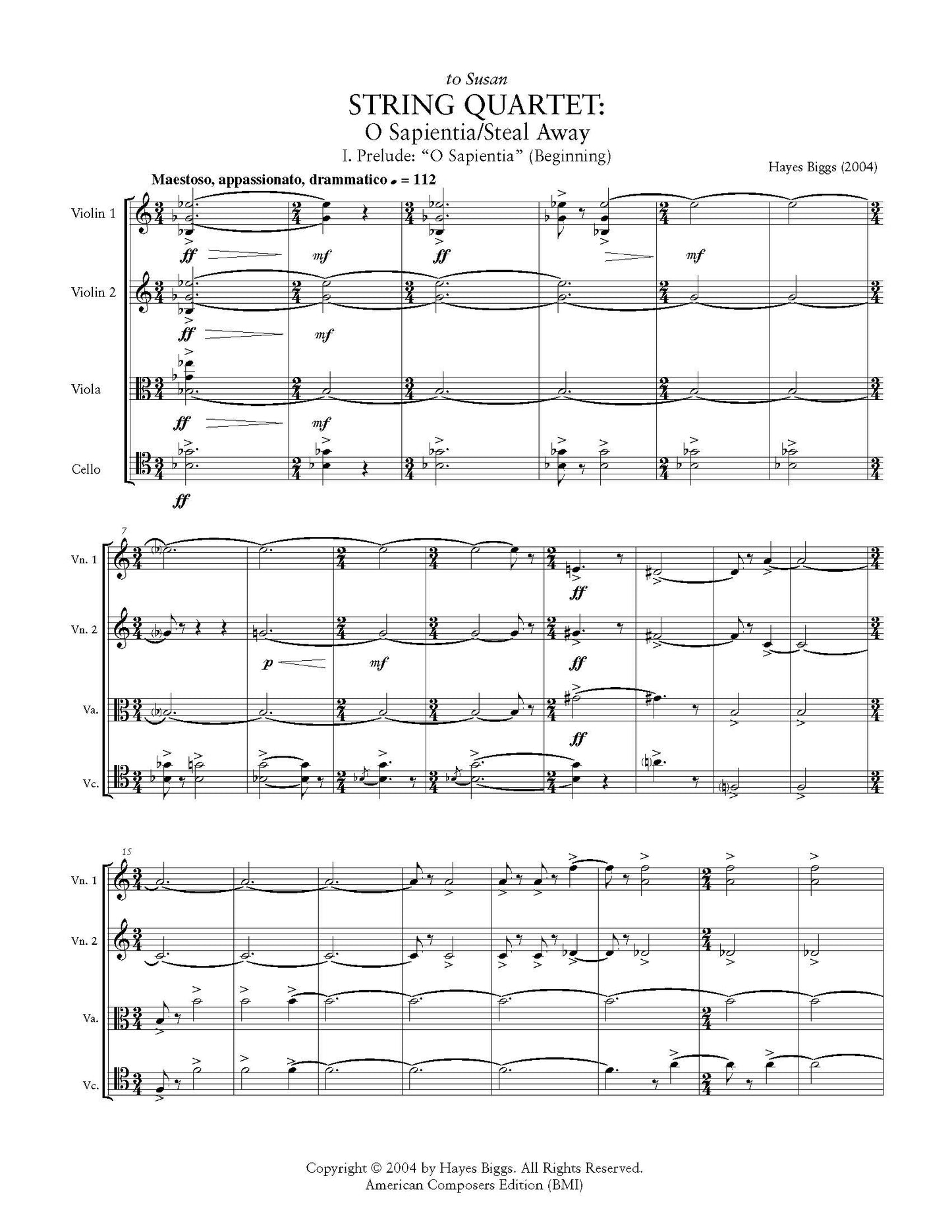 String Quartet: "O Sapientia/Steal Away"