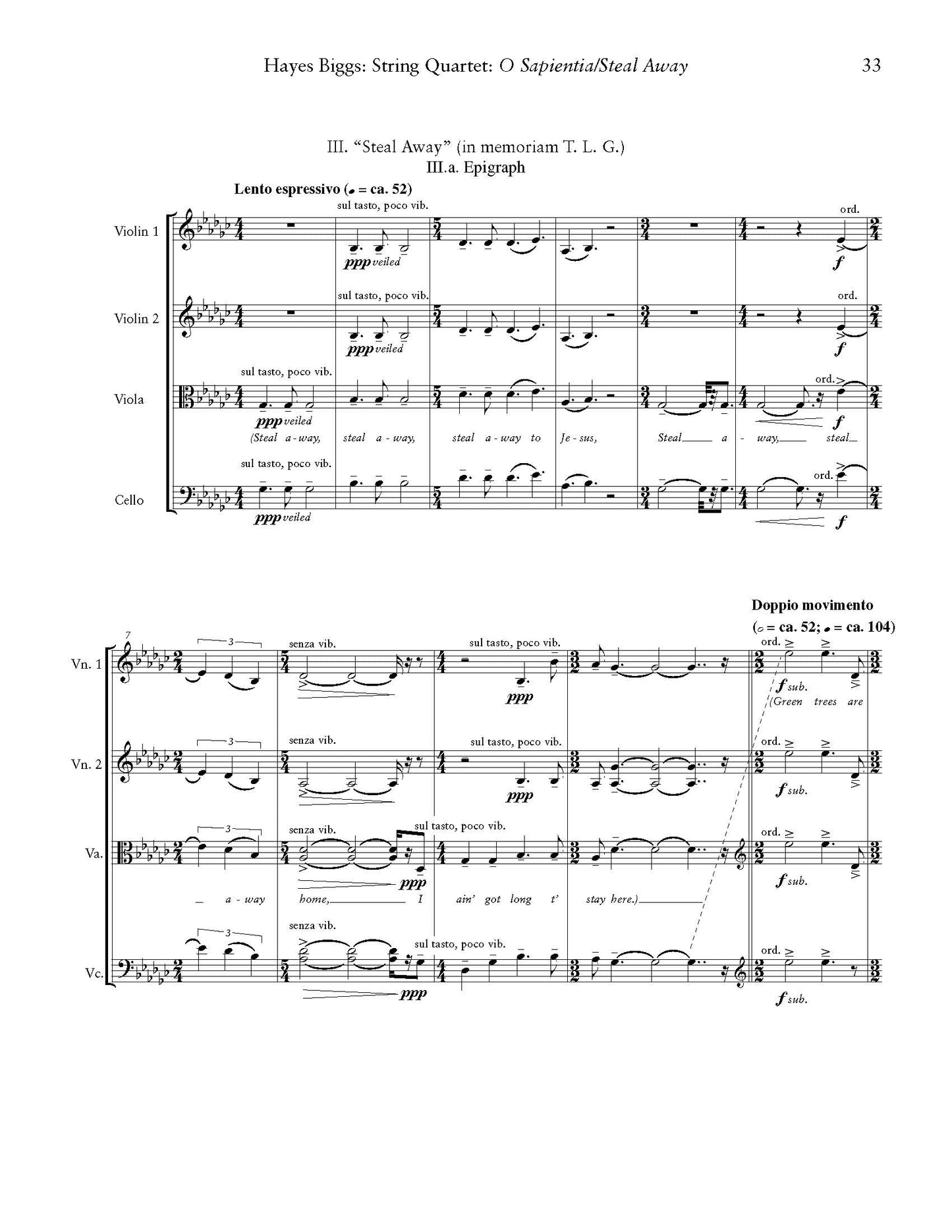 String Quartet: "O Sapientia/Steal Away"