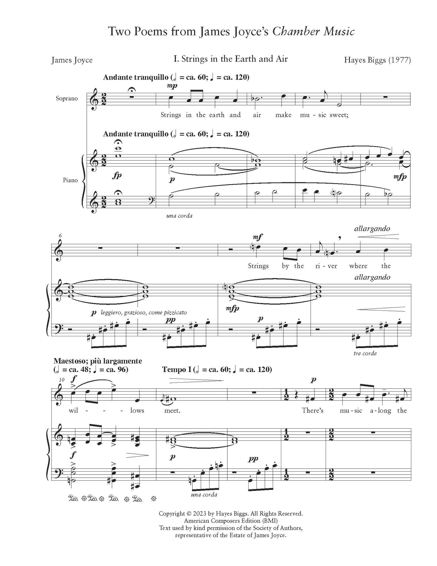 Two Poems from James Joyce's "Chamber Music"