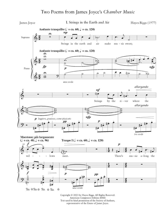 Two Poems from James Joyce's "Chamber Music"