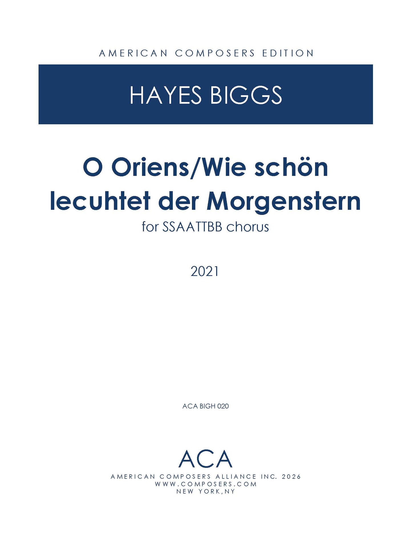 O Oriens/Wie schön leuchtet der Morgenstern