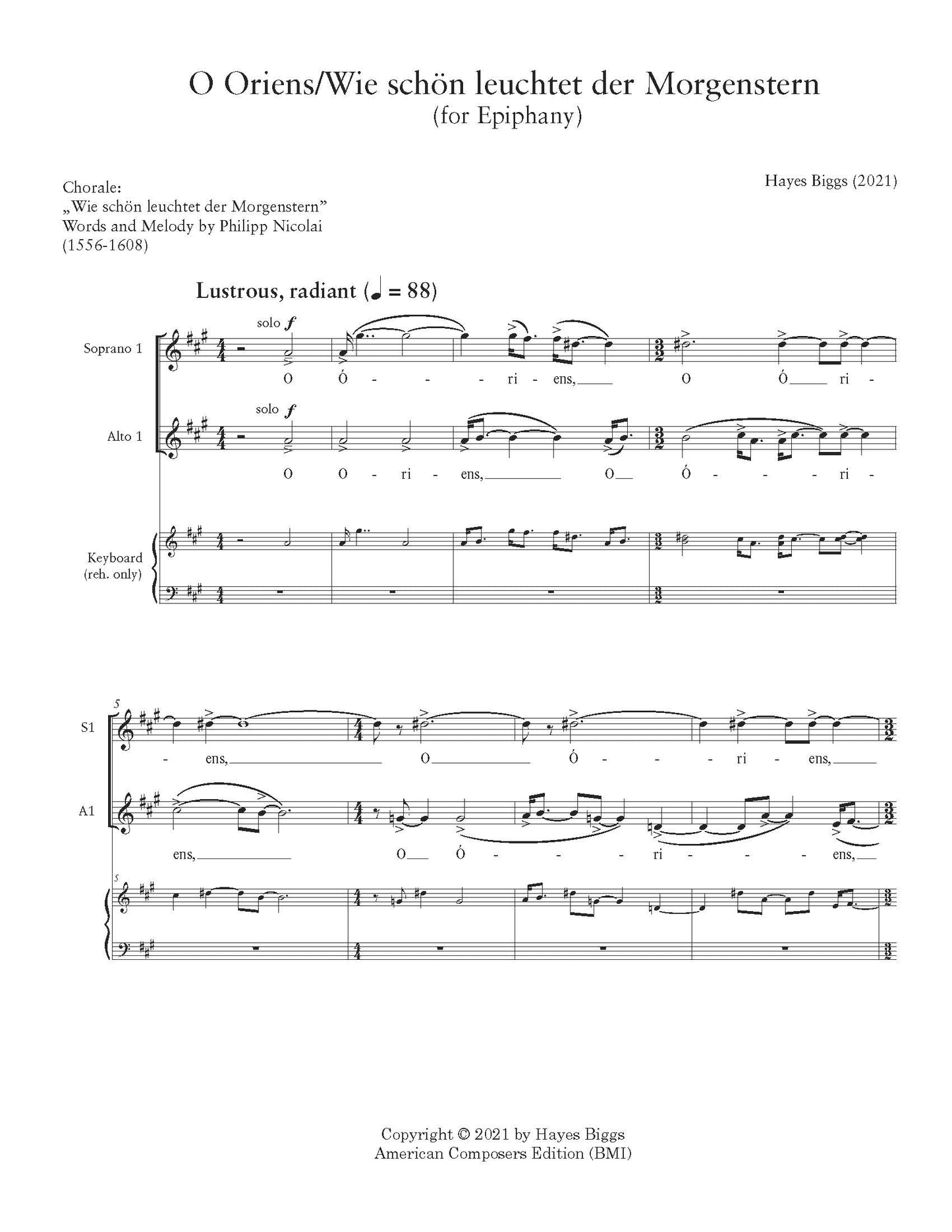 O Oriens/Wie schön leuchtet der Morgenstern