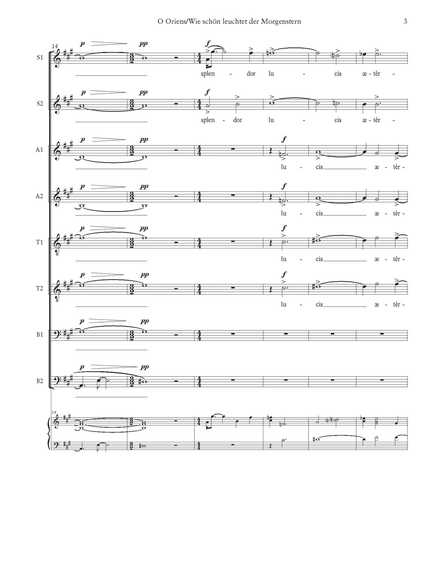 O Oriens/Wie schön leuchtet der Morgenstern