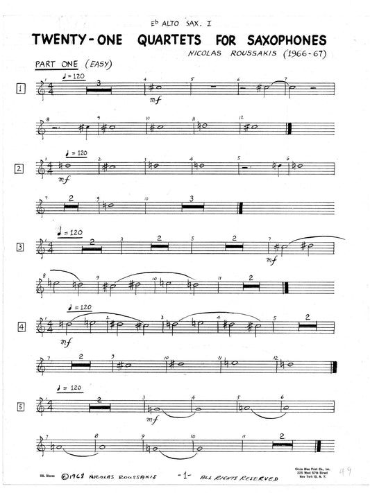 TWENTY-ONE QUARTETS FOR SAXOPHONES