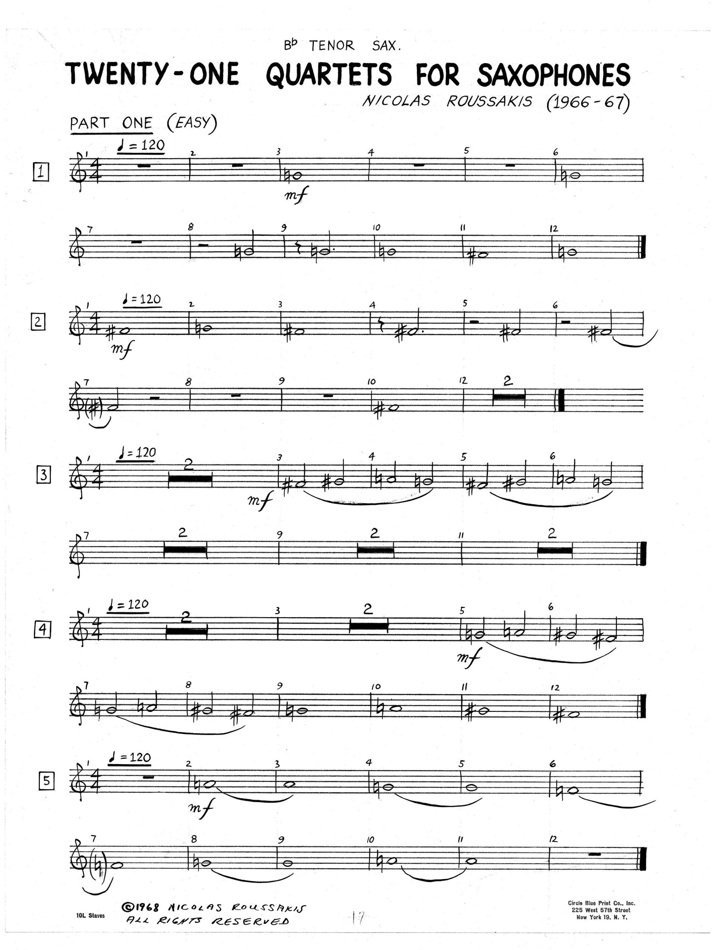 TWENTY-ONE QUARTETS FOR SAXOPHONES