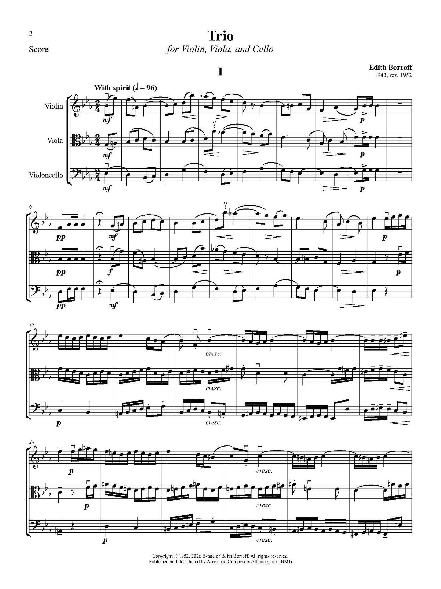 TRIO FOR VIOLIN, VIOLA, AND CELLO