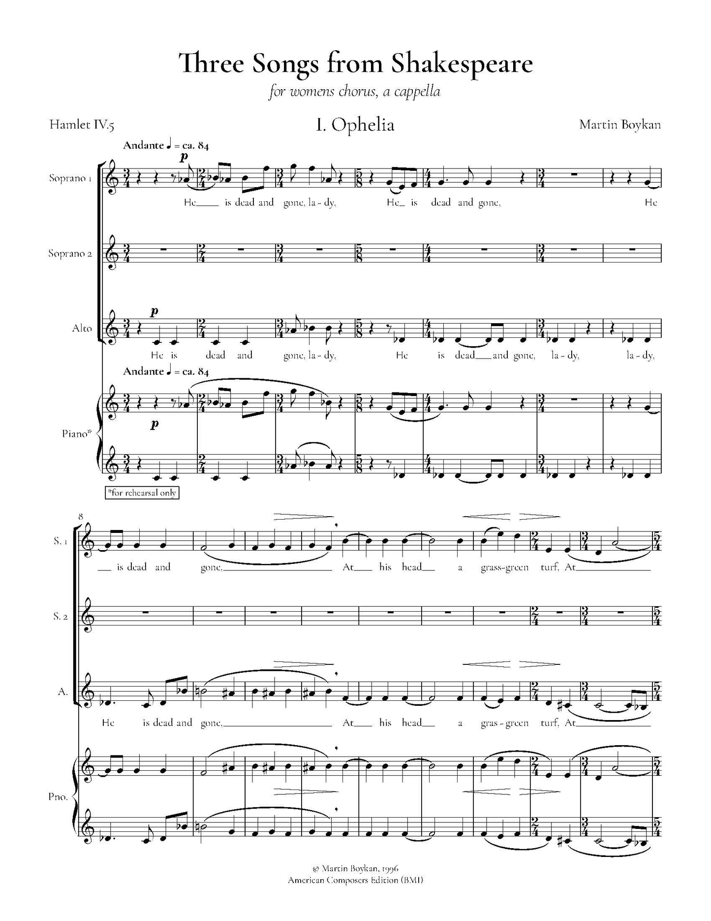 Three Songs from Shakespeare