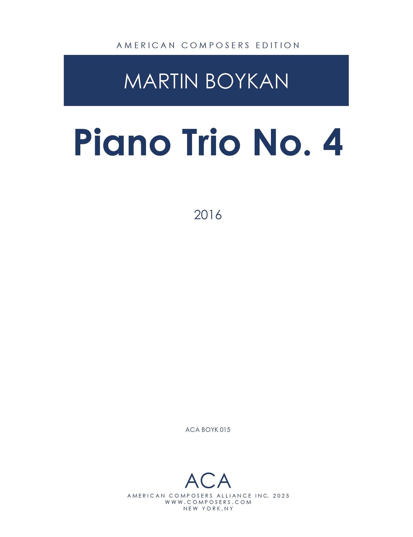Piano Trio No. 4 For Violin, Cello, Piano