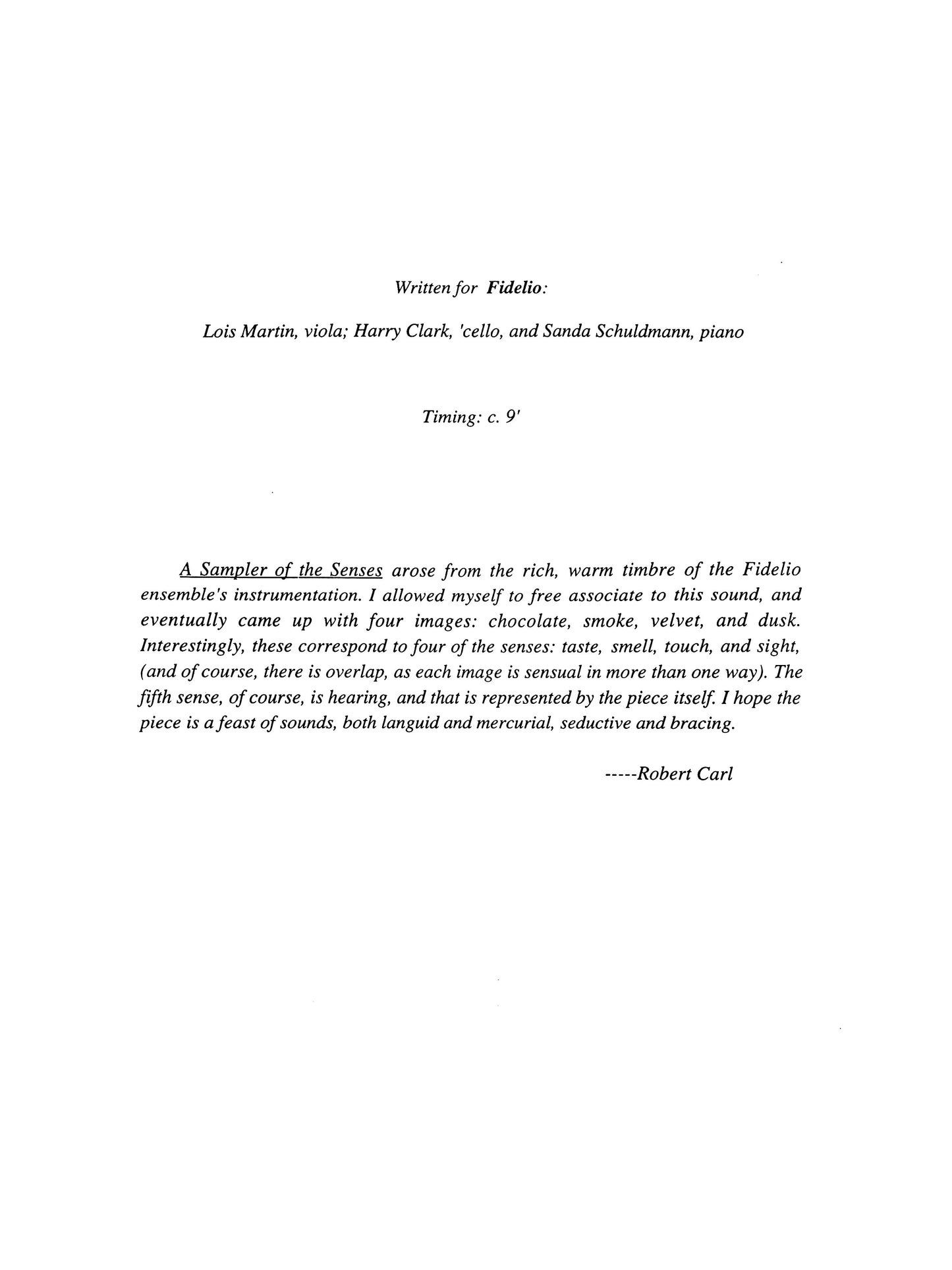 Sampler Of The Senses