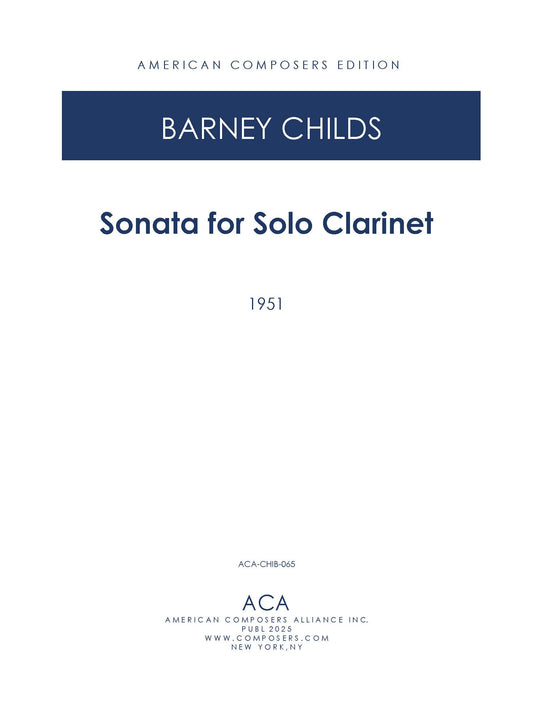 Sonata for Solo Clarinet