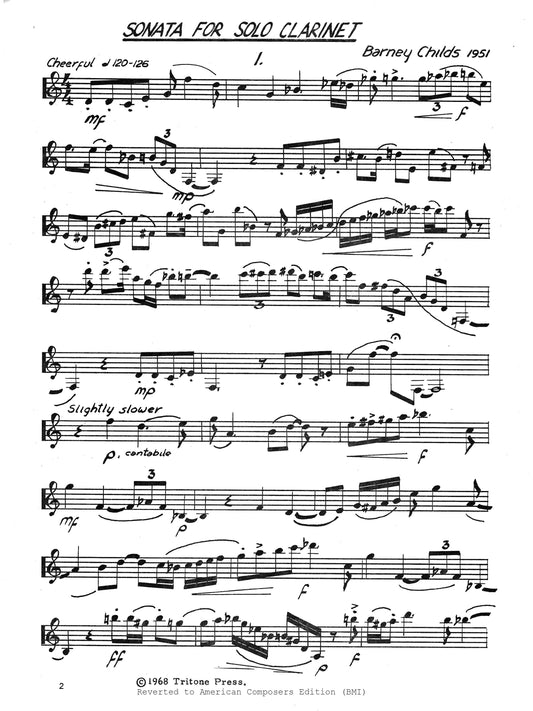 Sonata for Solo Clarinet