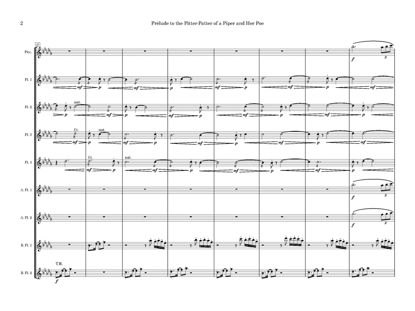 Prélude to the Pitter-Patter of a Piper and Her Poe - For 9 Flutes
