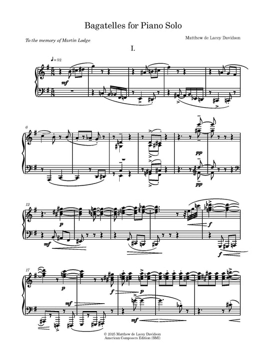 Bagatelles for Piano Solo