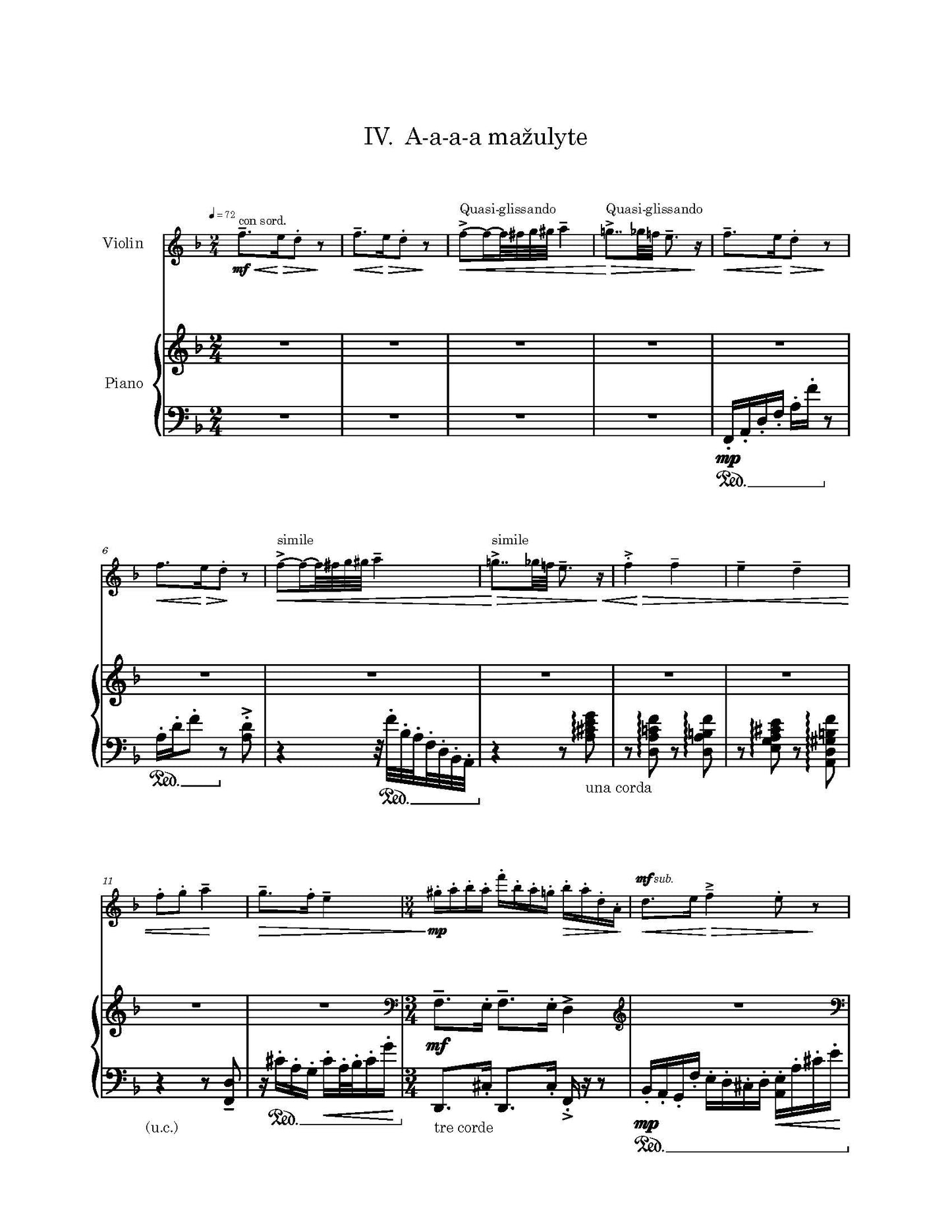 Five Lithuanian Melodies for Violin and Piano