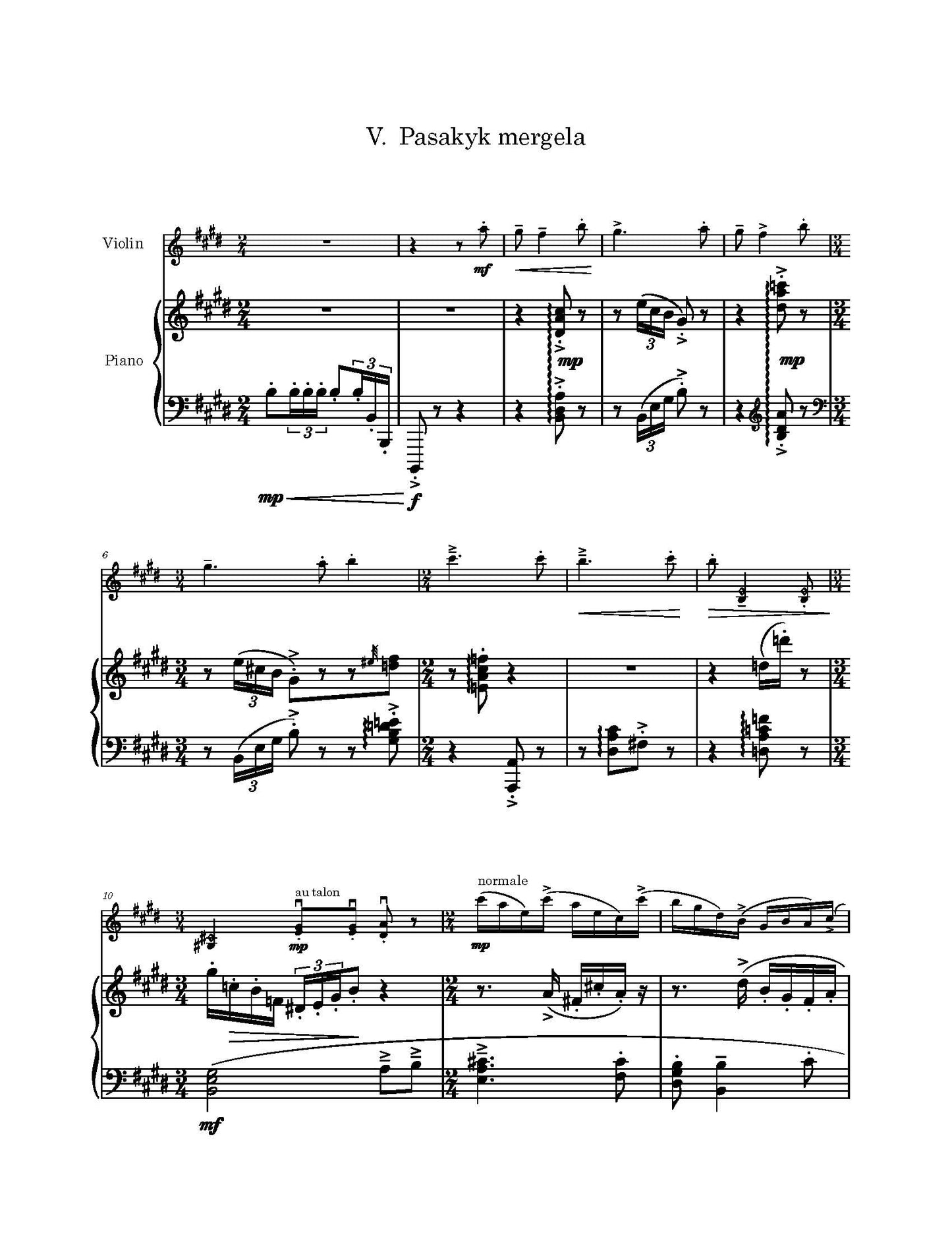 Five Lithuanian Melodies for Violin and Piano