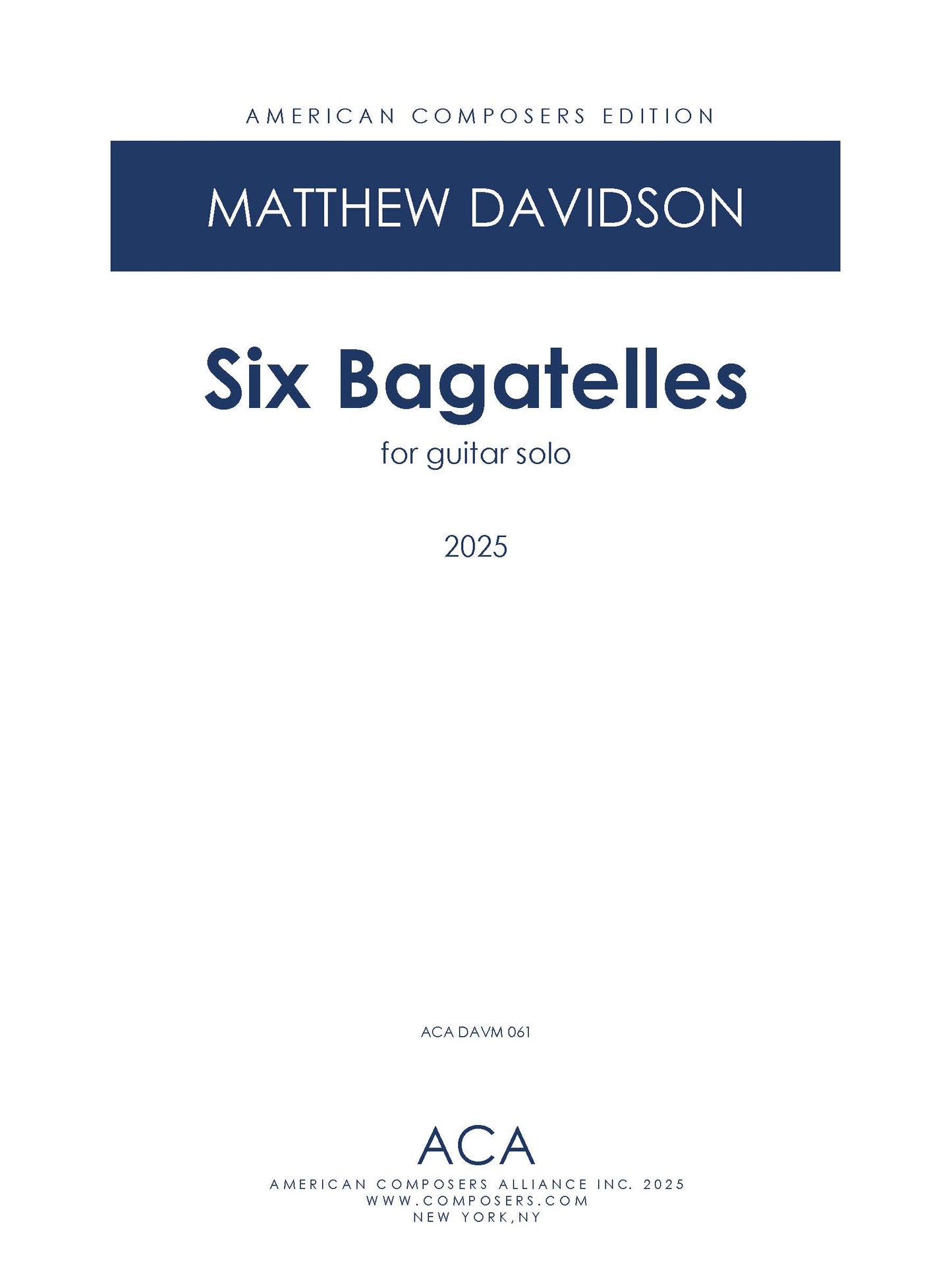 Six Bagatelles for Guitar Solo