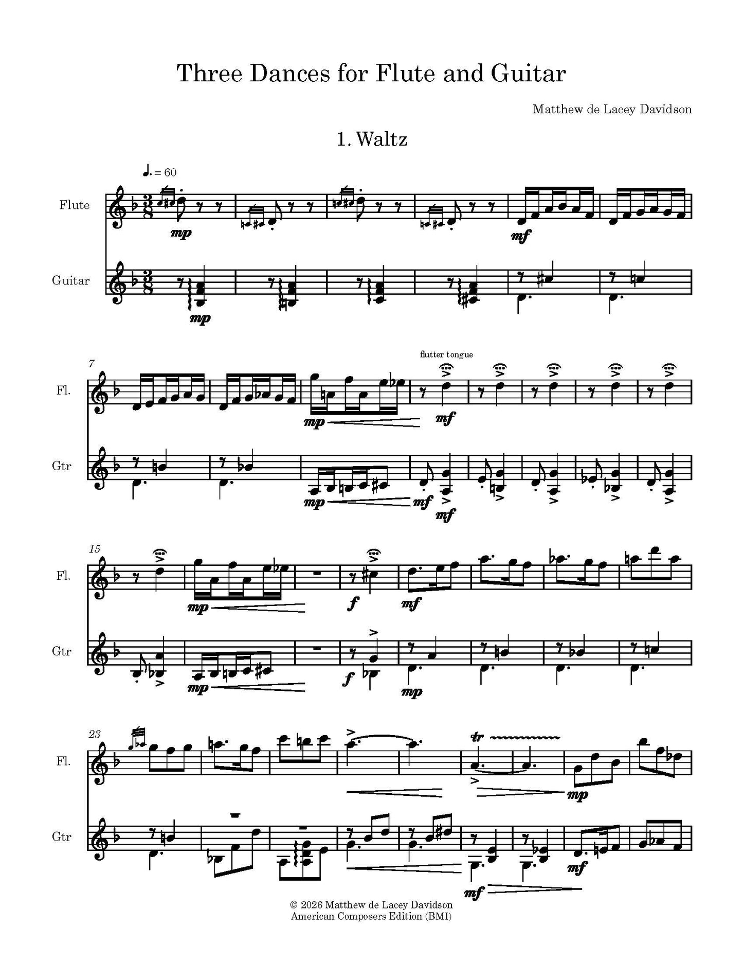 Three Dances for Flute and Guitar
