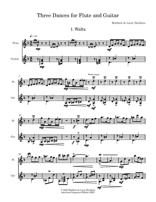 Three Dances for Flute and Guitar