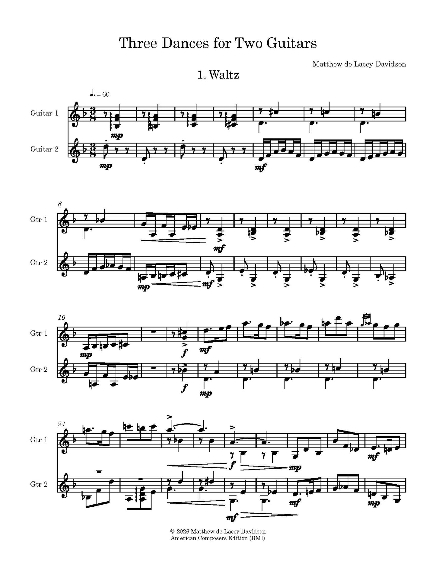 Three Dances for Two Guitars