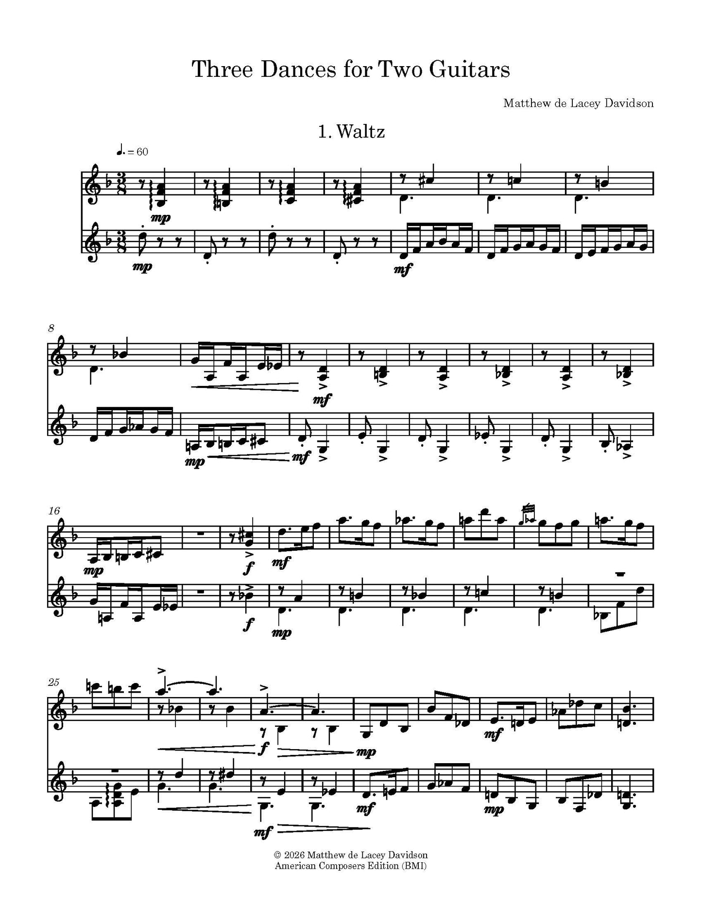 Three Dances for Two Guitars