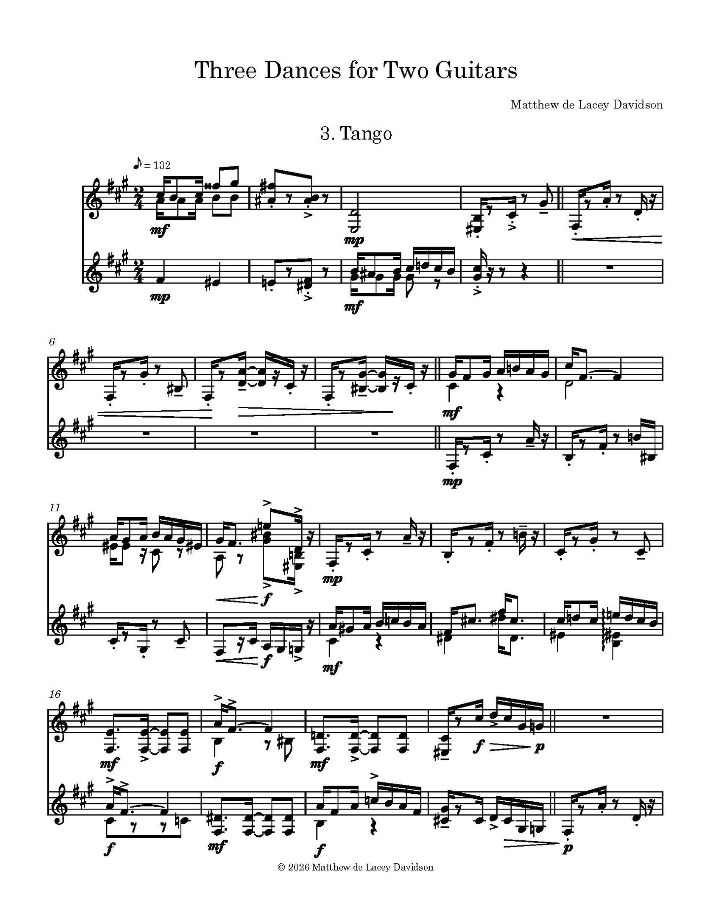 Three Dances for Two Guitars