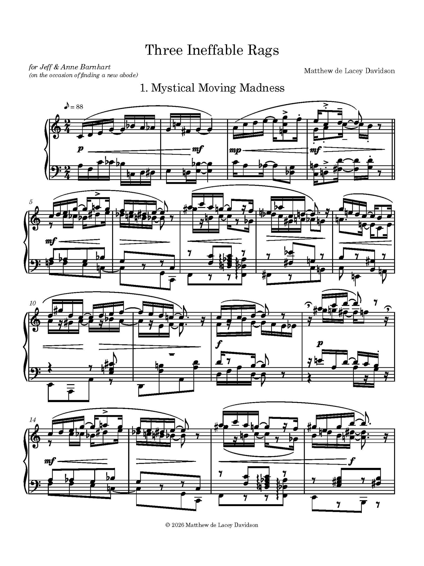 Three Ineffable Rags