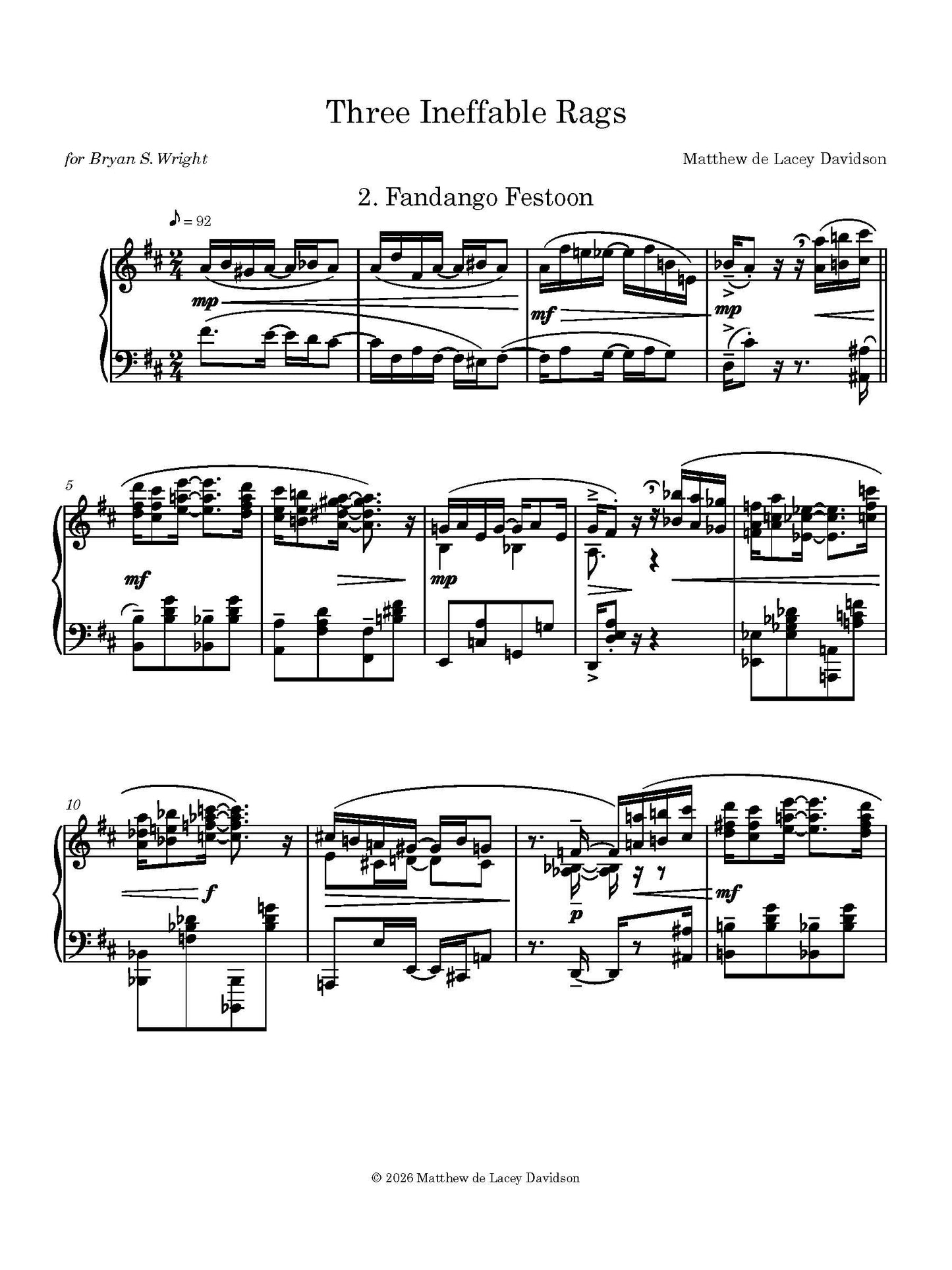 Three Ineffable Rags