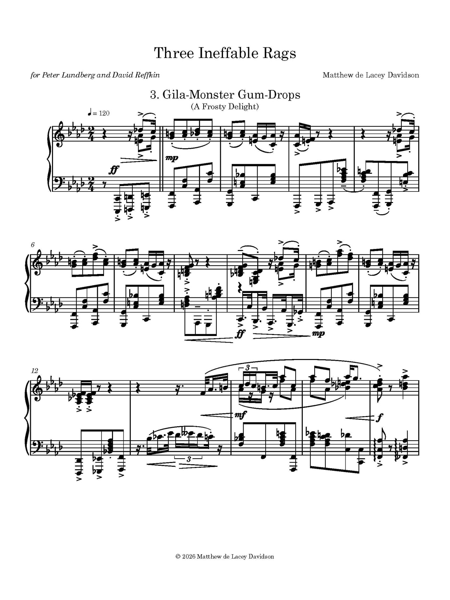 Three Ineffable Rags