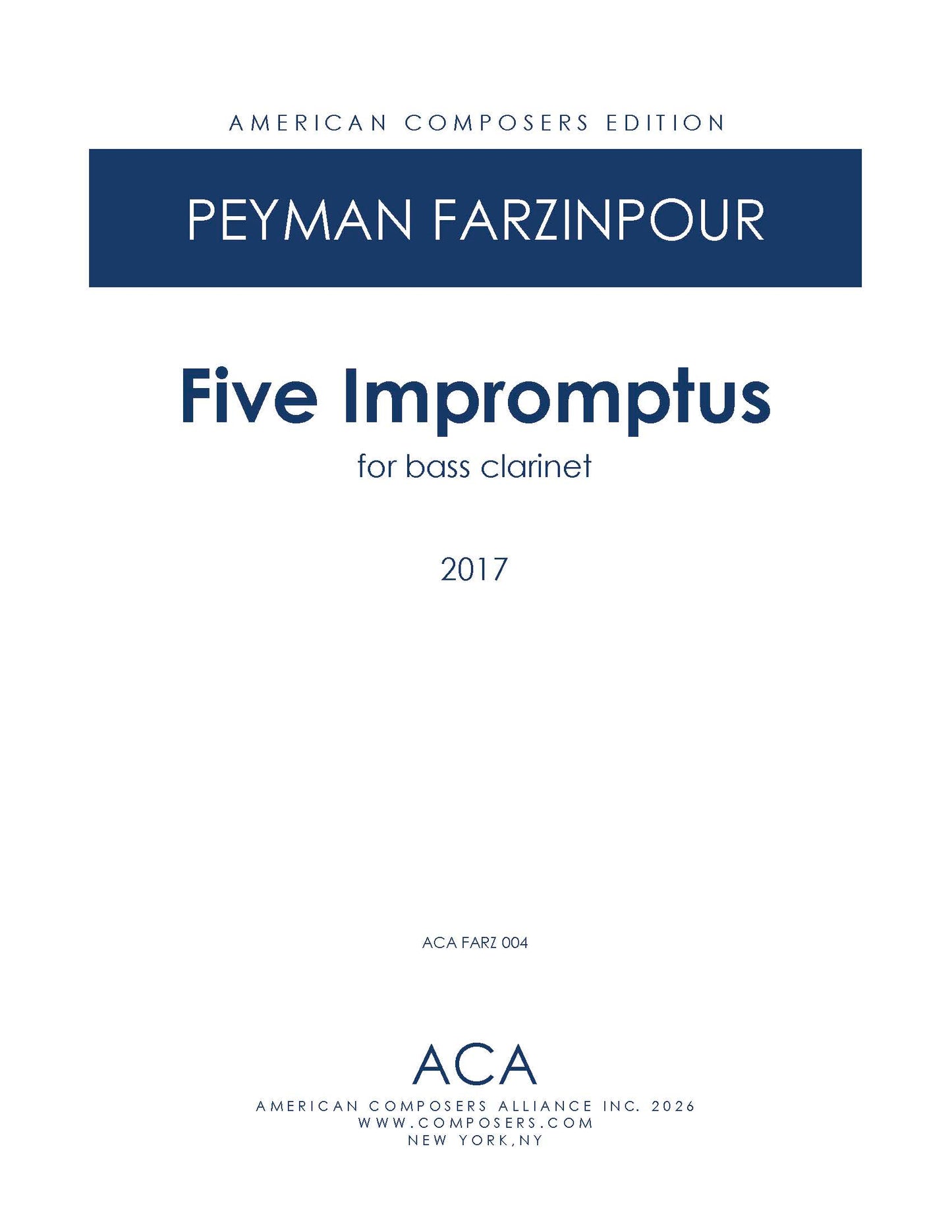 Five Impromptus for Bass Clarinet